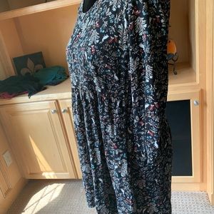 Black cotton 3/3 sleeve dress